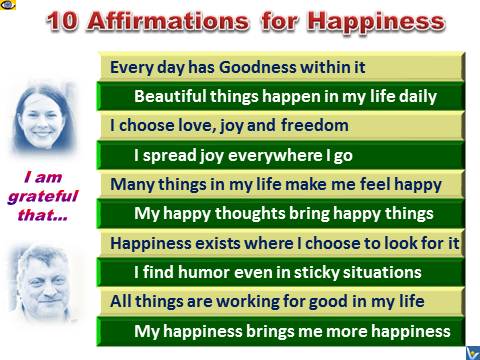 10 Happiness Affirmations, emfographics, emotional infographics