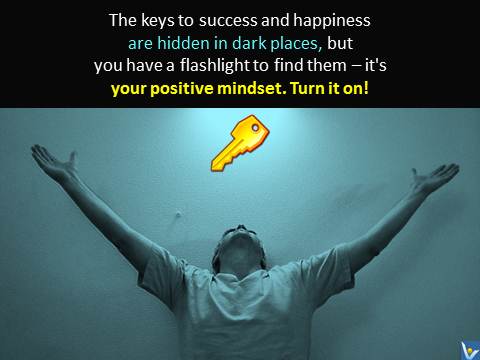 Positive Mindset - light to find keys to success and happiness, emfographics, emotional infographics, Vadim Kotelnikov